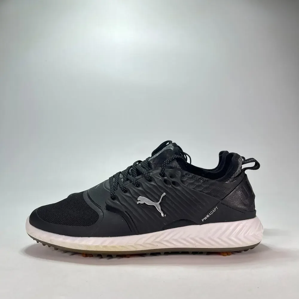 PUMA Ignite PWRADAPT Caged Black White Lace Up Golf Shoes 192413-02 Mens Sz 10.5